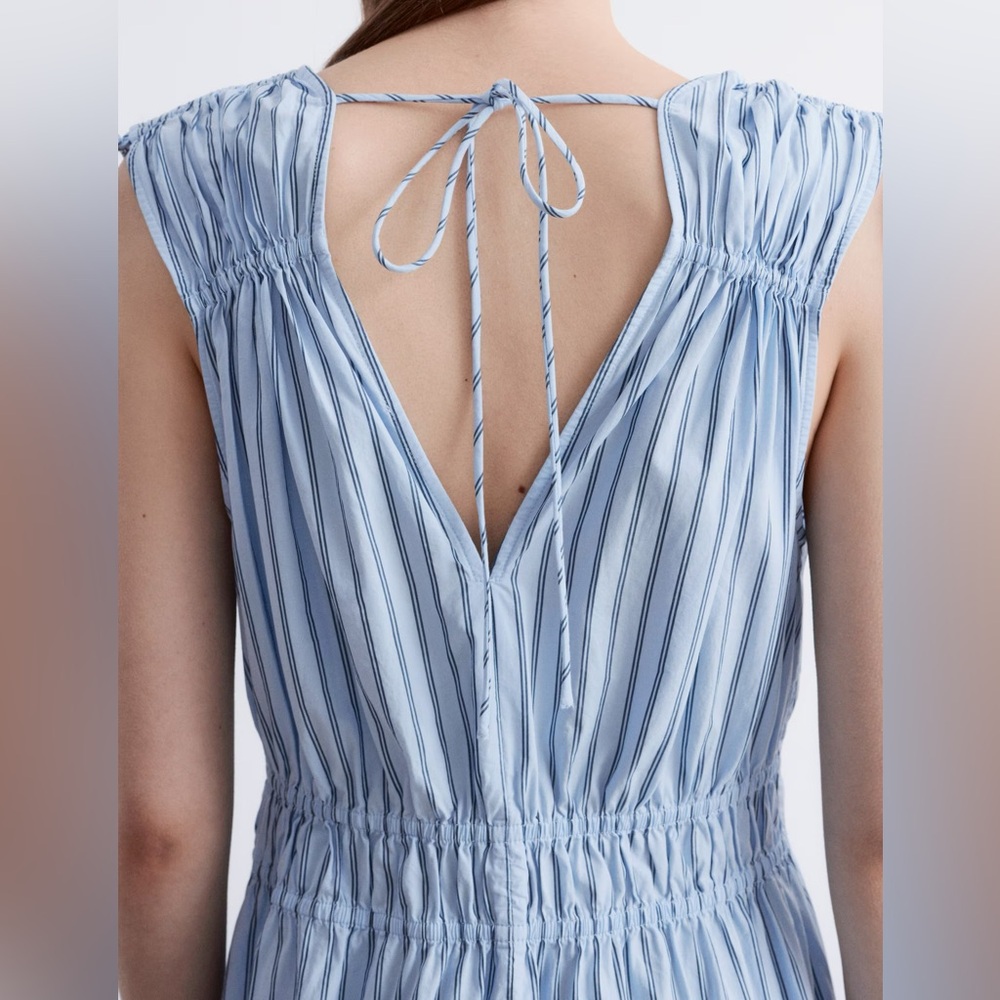 & Other Stories Striped Midi Dress with Tie Details - Picture 3 of 4